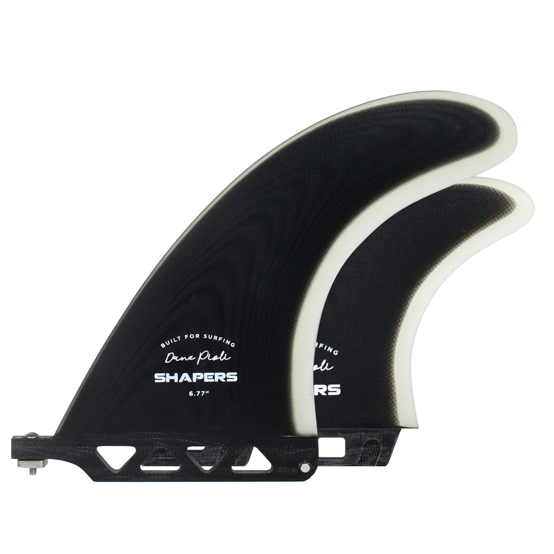 Shapers Dane Pioli 6" longboard fin 2+1 set black clear centre fin and FCSII side fins for longboard fin box surf shop Auckland NZ