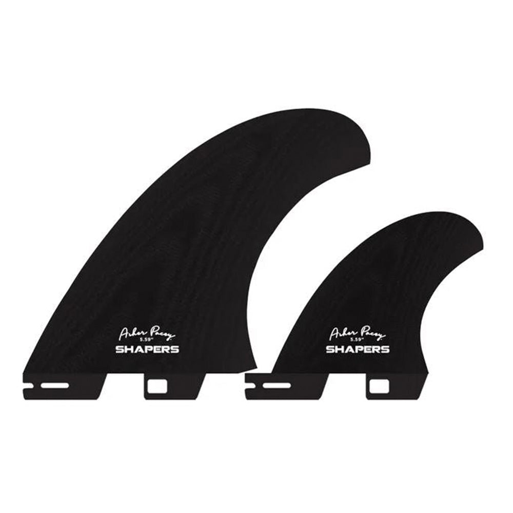 The AP5.59” Twin Fin sets are inspired by Asher Pacey’s stylish and progressive Twin Fin surfing. The AP Twin Fins redefine the traditional approach to flat and lateral twin fin surfing, bridging the gap between Twin Fins and Thrusters. The AP Twin Fins are designed to provide maximum drive, speed and hold through turns whilst maintaining a lively, free flowing ride that is iconic to twin fin surfing.