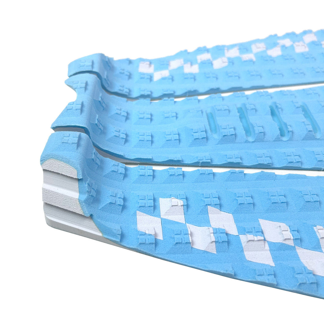 Shapers Sheldon Simkus Pro Model surfboard tail pad blue white traction pad available at Freeride Surf & Skate NZ.