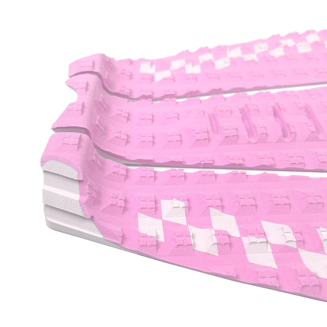Shapers Sheldon Simkus Pro Model surfboard tail pad pink white traction pad available at Freeride Surf & Skate NZ.