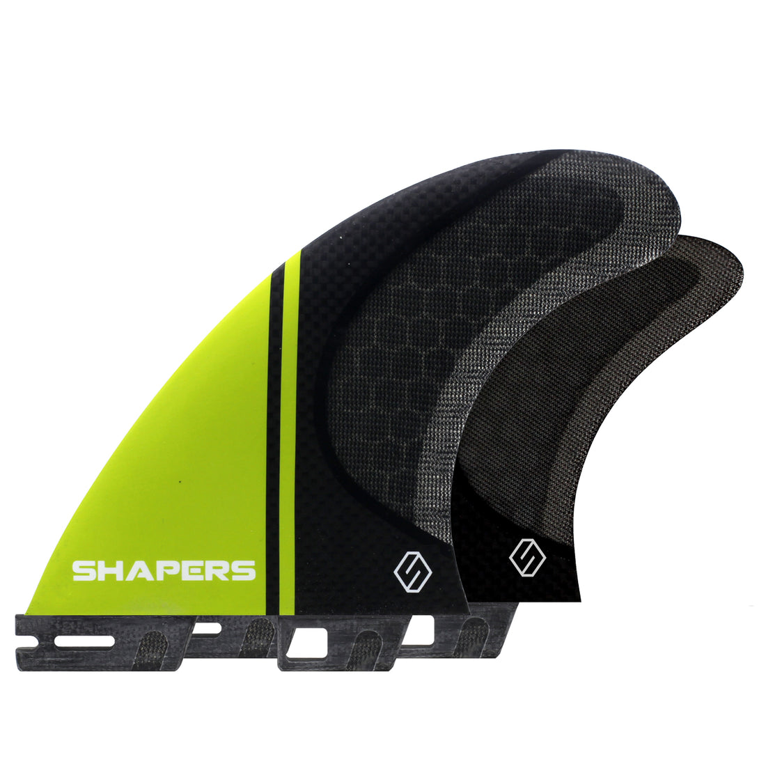 Shapers Stealth Series quad fin set medium S2 tab surfboard fins available at Freeride Surf & Skate NZ.