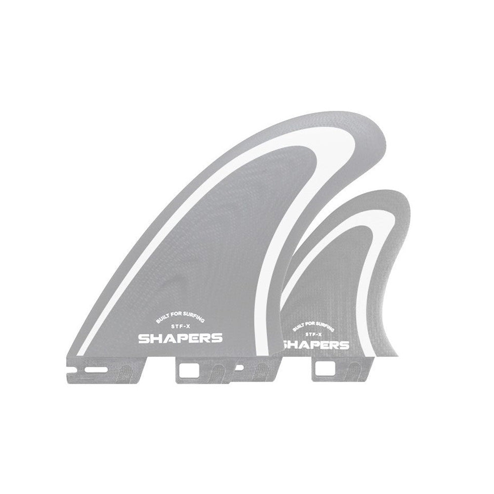 Shapers STFX Grey twin fin and stabiliser set for FCS II system at surf shop Auckland NZ