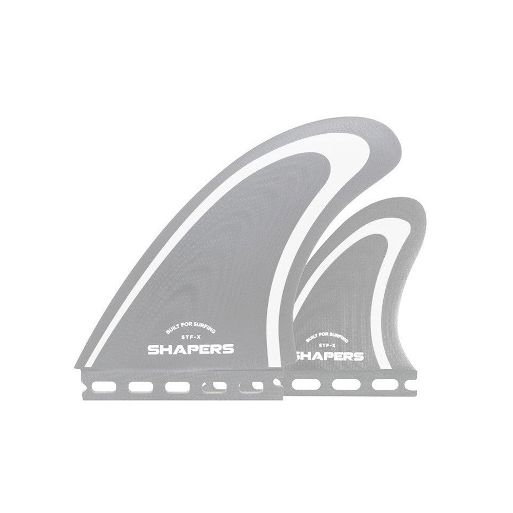 Shapers STFX Twin Fin grey single tab surfboard fins available at Freeride Surf & Skate NZ.