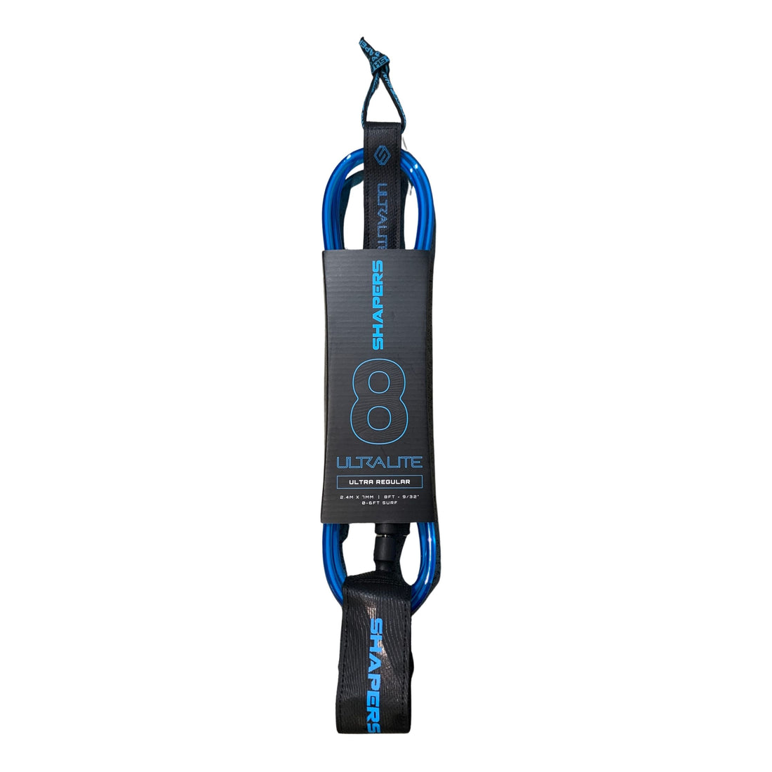 Shapers ultra performance 8ft surf leash black 7mm cord available at Freeride Surf & Skate NZ.