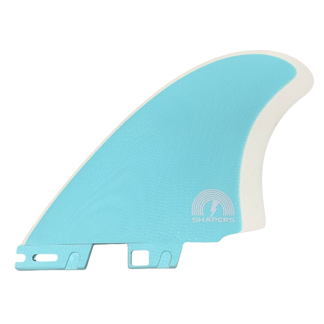 Shapers x Album MK blue twin fin Shapers 2 FCS II compatible surfboard fins available at Freeride Surf & Skate NZ.