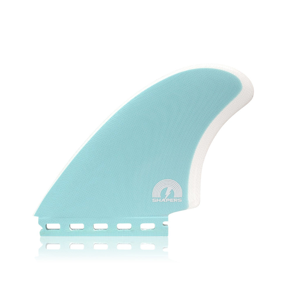 Shapers x Album MK blue twin fin single tab futures compatible surfboard fins available at Freeride Surf & Skate NZ.