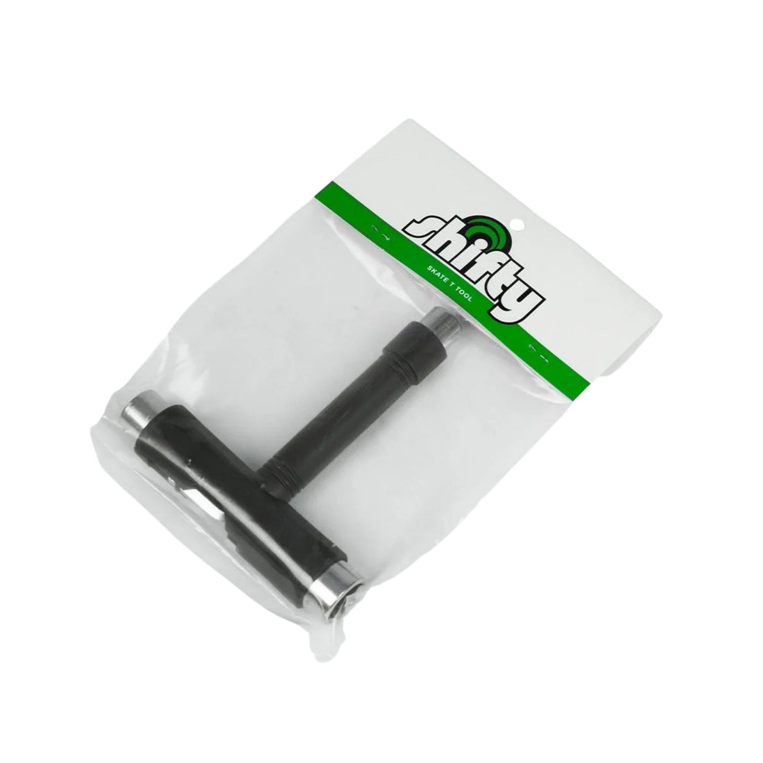 Shifty Skate T-Tool with sockets and screwdriver attachments — essential all-in-one black and silver skateboard tool 