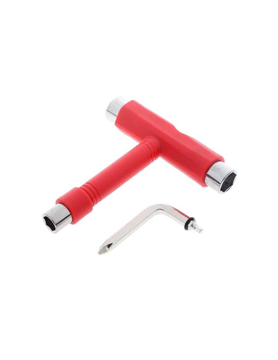 SK8 T-Tool Red — all-in-one red skateboard tool with multiple sockets and dual-head screwdriver, available at Freeride Surf & Skate NZ.