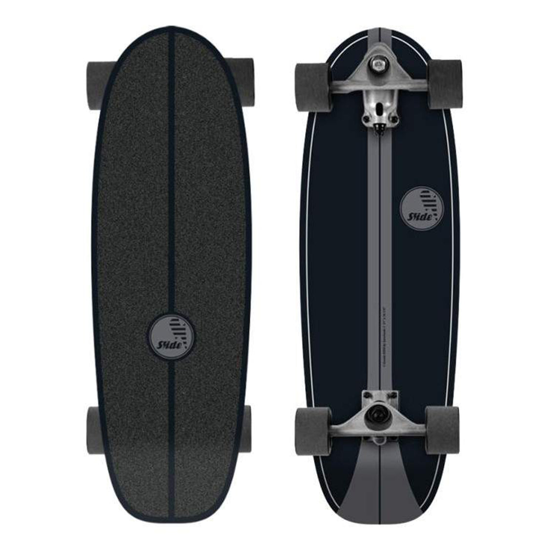 Slide Gussie Onyx 31 Inch Surf Skate designed for carving, bowl riding and cruising.