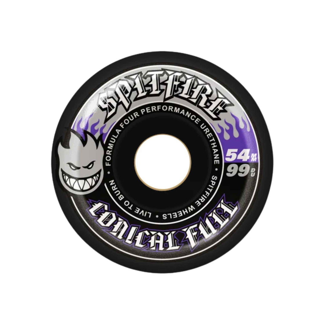 Spitfire Formula Four 99D Conical Full 54mm skateboard wheels in Black available at Freeride Surf & Skate NZ.