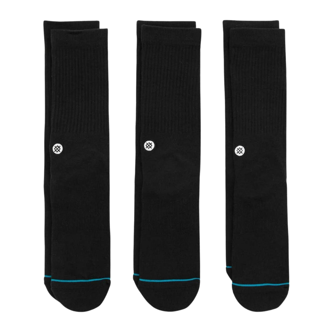 Stance Icon 3 pack black crew socks US 9 to 13 available at Freeride Surf & Skate NZ.