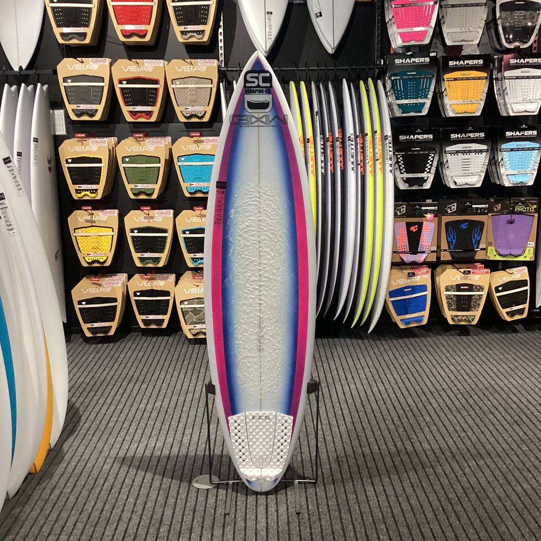 Second-hand Ben Webb Shaping Co custom surfboard 6'6 with Futures fin setup in like-new condition at Freeride Surf & Skate NZ.