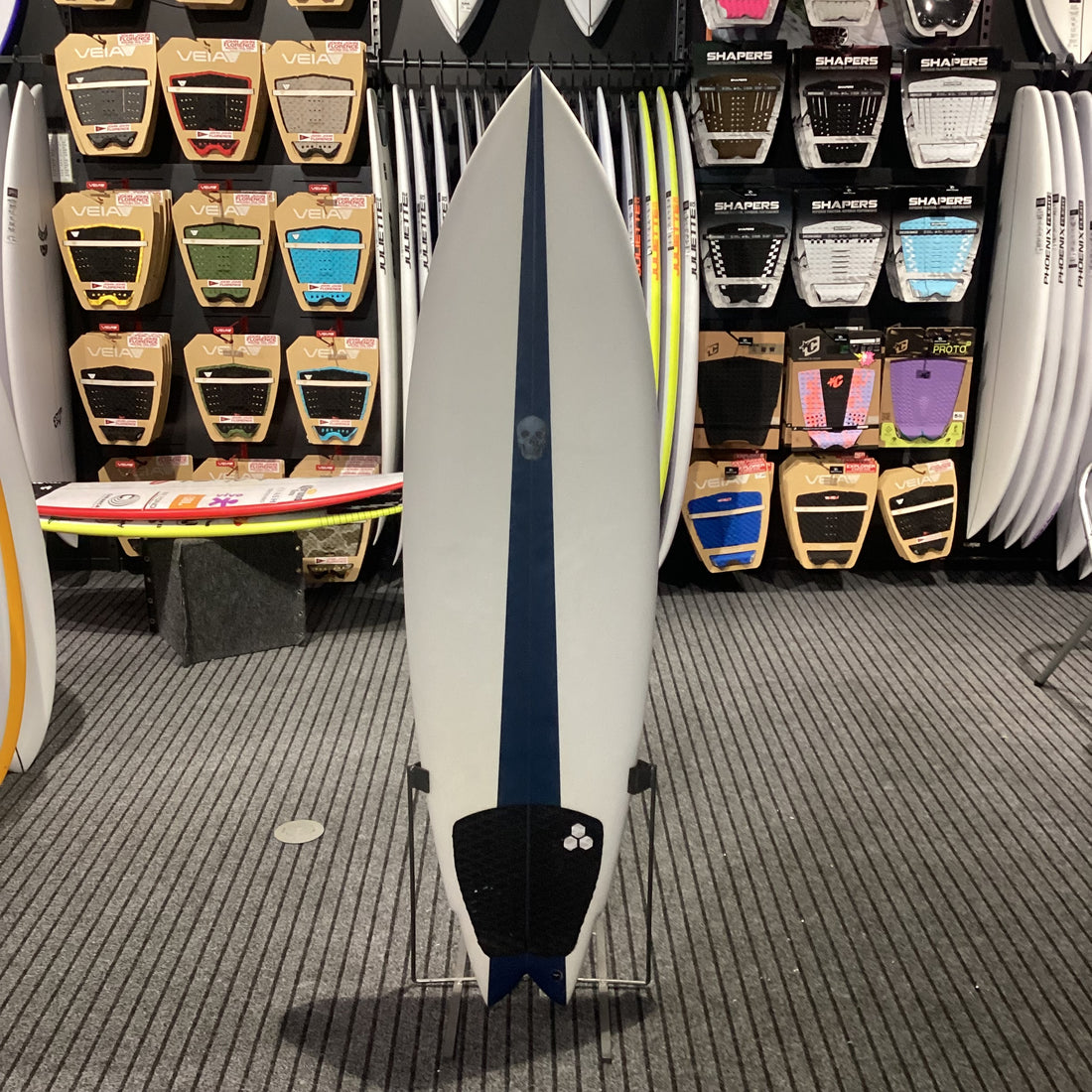 Second-hand Christenson Wolverine surfboard 6'2 with Futures fin setup in excellent condition at Freeride Surf & Skate NZ.