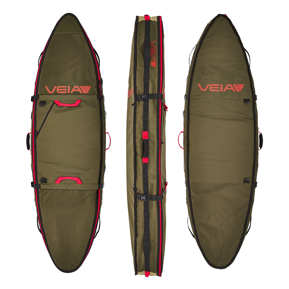 VEIA 3/2 Convertible Surfboard Travel Bag 6’0" in Squadron — compact multi-board surf travel bag with hidden board compartment, available at Freeride Surf & Skate NZ.