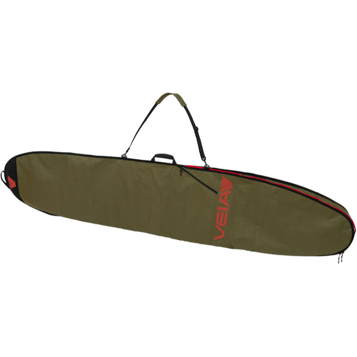 VEIA Explorer 8'0 Single Day Bag Squadron — premium longboard surfboard bag with 6.5mm padding and heat-reflective material, available at Freeride Surf & Skate NZ.