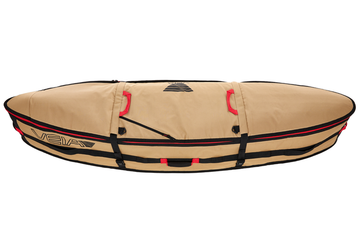 VEIA Four Board 7'0 Travel Bag Desert — premium multi-board surf travel bag with Pro Quadrant material and rockered shape, available at Freeride Surf & Skate NZ.