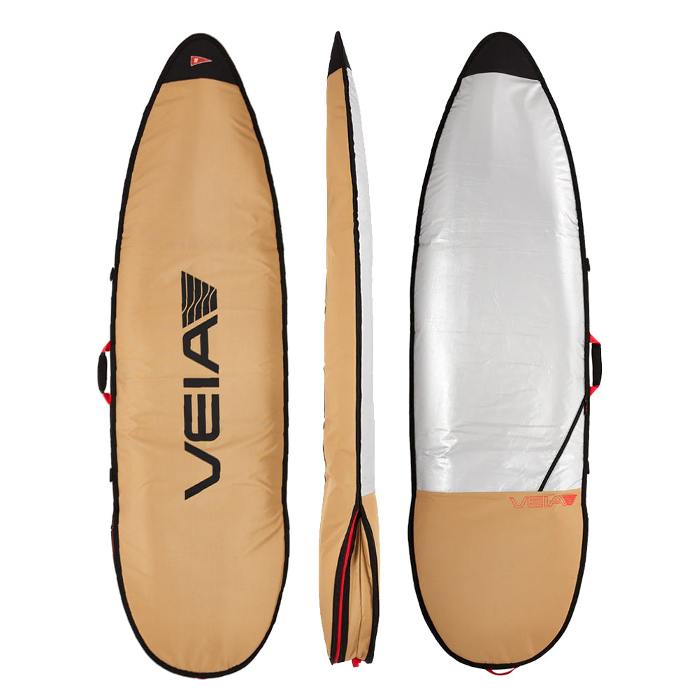 VEIA JJF 6'6 Day Bag Desert — premium John John Florence surfboard day bag with 600D Cordura and 6.5mm padding, available at Freeride Surf & Skate NZ.