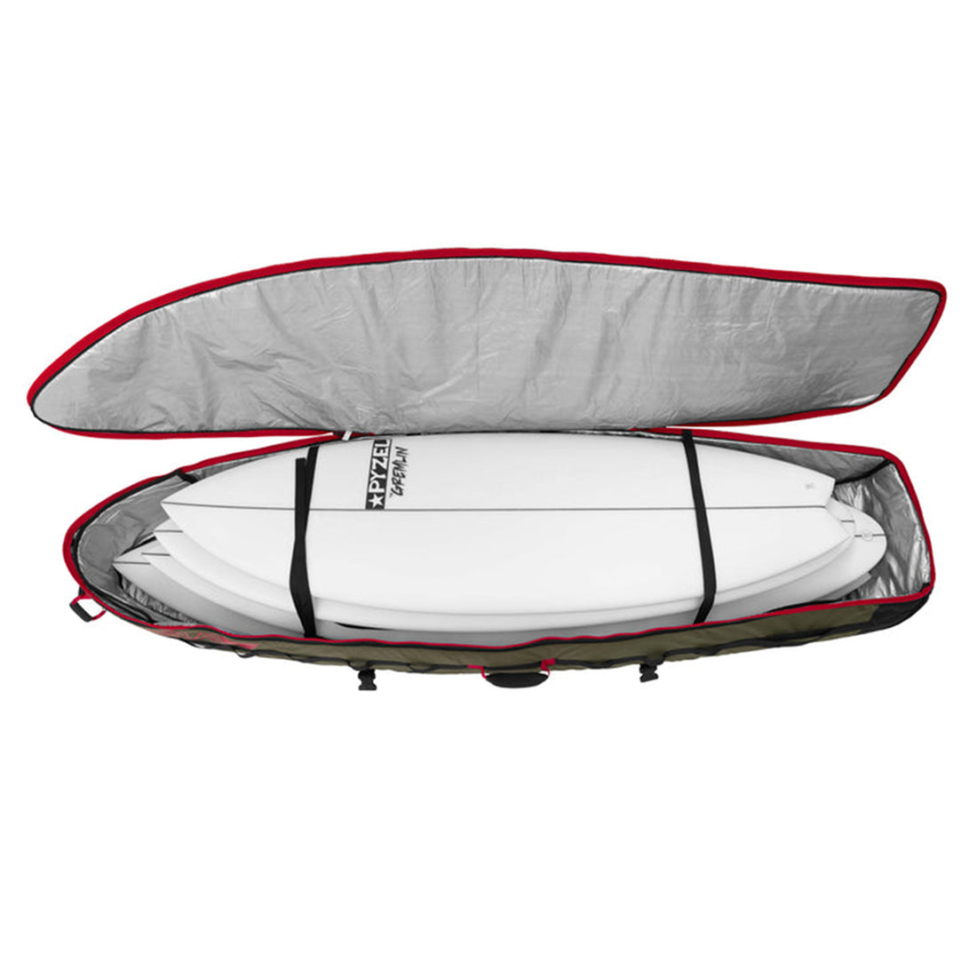 VEIA Wheeled Four Board 6'6 Travel Bag Squadron — premium four-board surf travel bag with wheels, heavy padding, and JJF rockered design, available at Freeride Surf & Skate NZ.