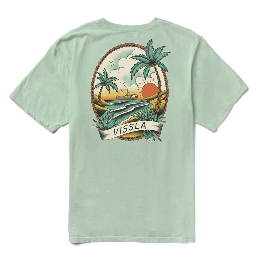 Vissla Captain Pocket Tee  — organic cotton men’s t-shirt with chest pocket and artwork, available at Freeride Surf & Skate NZ