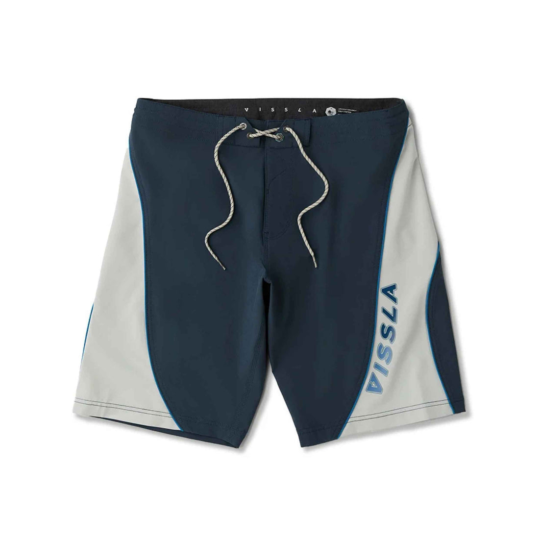 Vissla Double Up 21-inch Boardshort in Midnight with recycled stretch fabric and back pocket, available at Freeride Surf & Skate NZ.