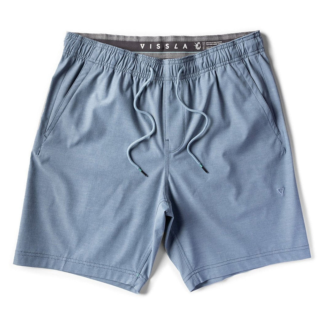 Vissla Hemp No See Ums Eco 18" Walkshort Slate — sustainable hemp-blend men’s shorts with quick-dry stretch fabric and elastic waist, available at Freeride Surf & Skate NZ.