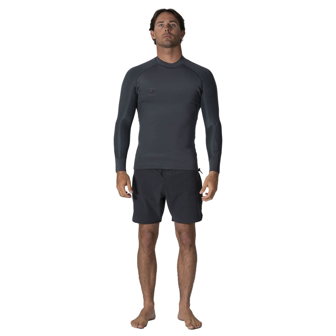 Vissla High Seas II 1mm Long Sleeve Wetsuit Jacket in Graphite — ultra-flexible limestone neoprene surf jacket with recycled materials, designed for high-performance warm-water surfing at Freeride Surf & Skate NZ.