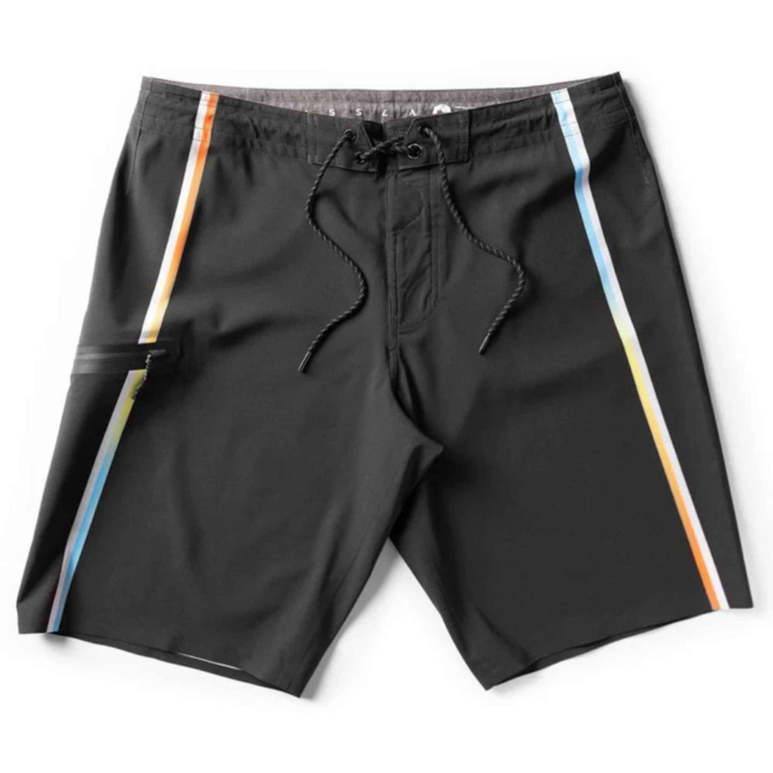 Vissla Recline Pro 21" Boardshort in Black with engineered side print, welded seam construction and side zip pocket.