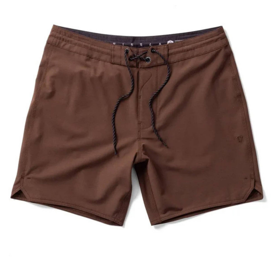 Vissla Sets Men’s 16.5” boardshorts in Dark Earth — short retro fit 4-way stretch boardies made with coconut fibres and recycled Repreve polyester, available at Freeride Surf & Skate NZ.