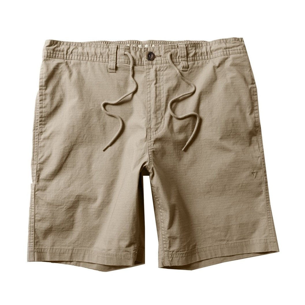 Vissla The Wall Eco Walkshort 19" in Khaki with half-elastic drawcord waist, side pockets and utility leg pocket.
