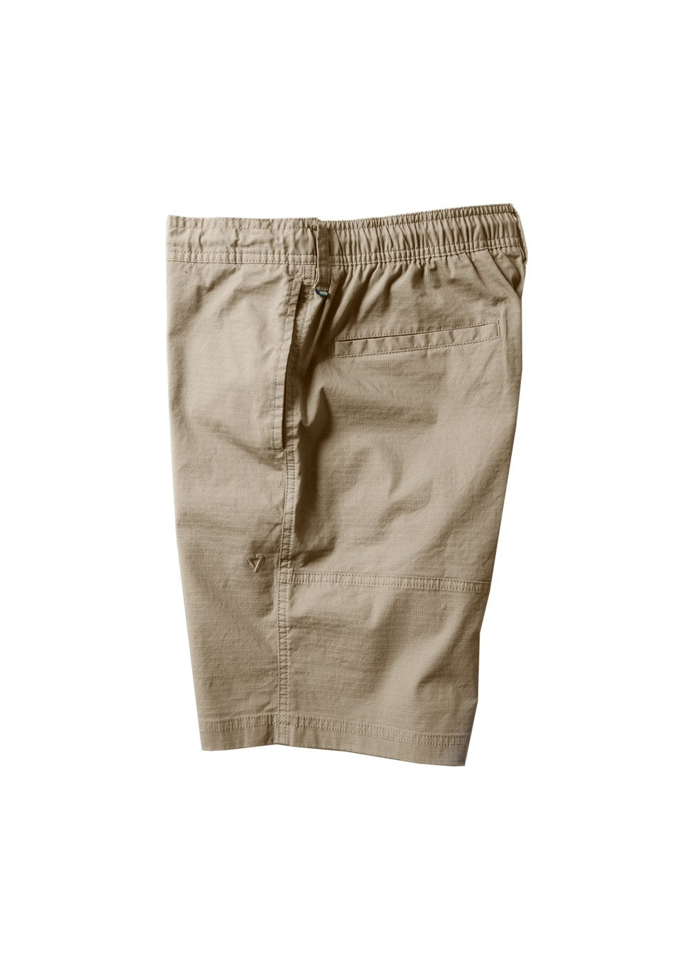 Vissla The Wall Eco Walkshort 19" in Khaki with half-elastic drawcord waist, side pockets and utility leg pocket.