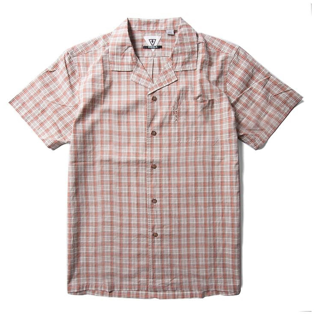 Vissla Unidentified Lines Eco Shirt clay plaid long sleeve shirt made with organic cotton and hemp available at Freeride Surf & Skate NZ.