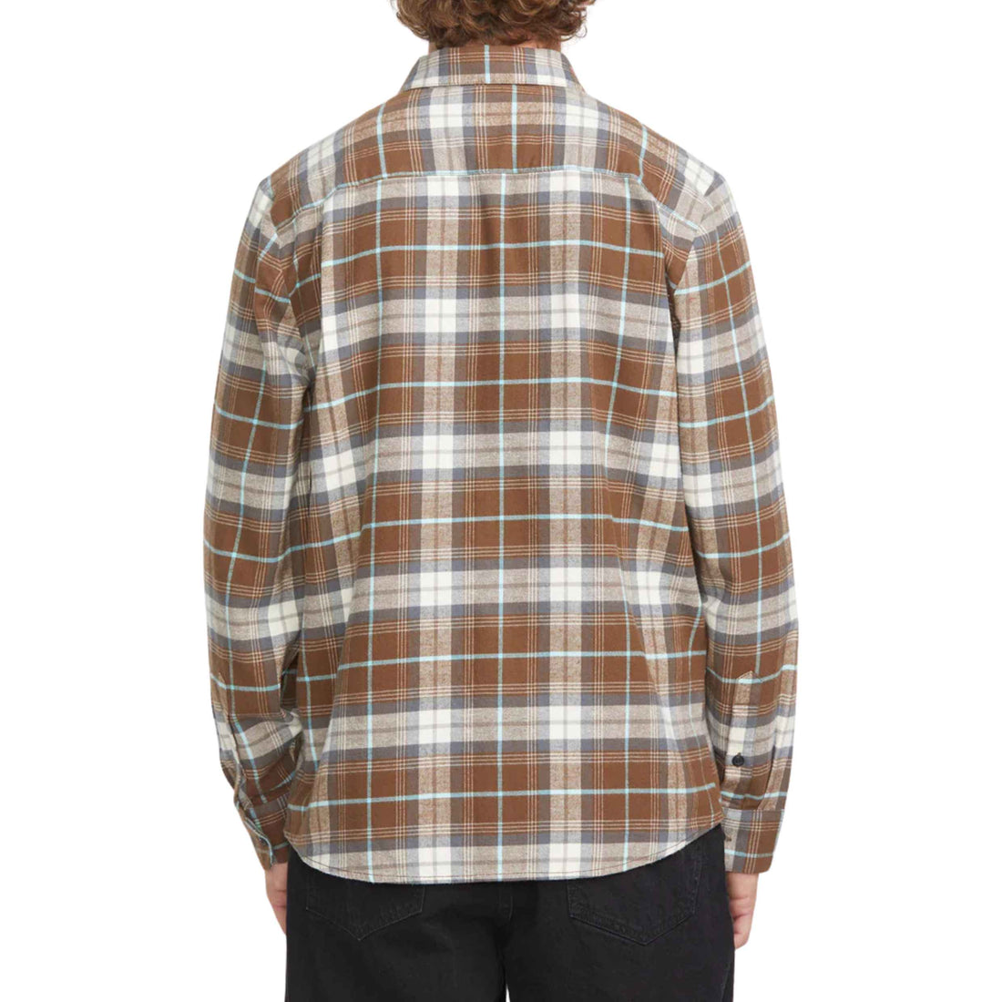 Volcom Caden Plaid Long Sleeve Flannel Dark Earth available at Freeride Surf & Skate NZ.