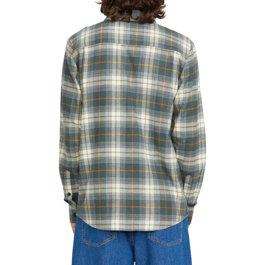 Volcom Caden Plaid Long Sleeve Flannel Dark Slate available at Freeride Surf & Skate NZ.