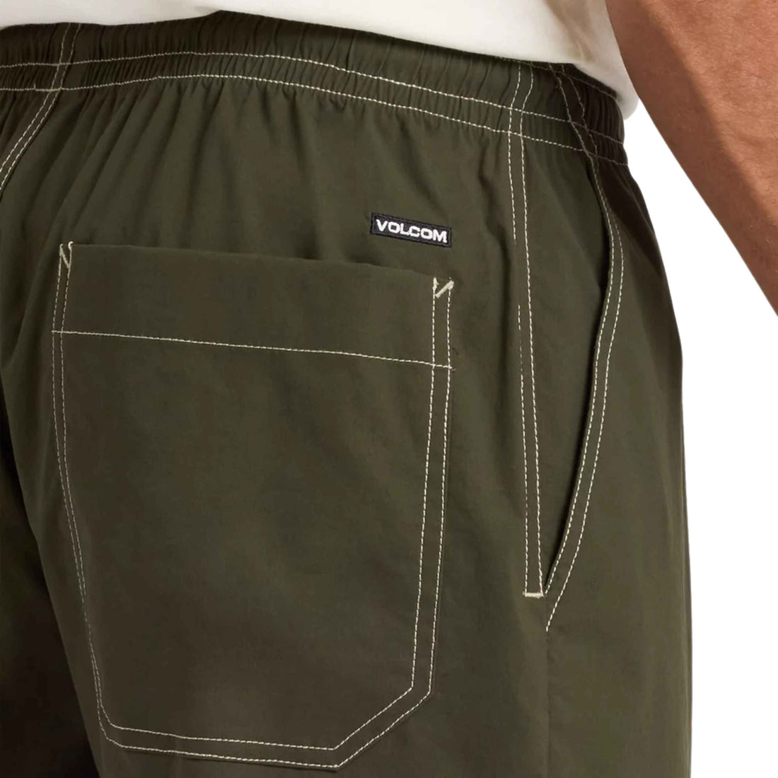 Volcom Disturb Boardshort 21" in Squadron Green with loose fit and elastic drawcord waist, available at Freeride Surf & Skate NZ.
