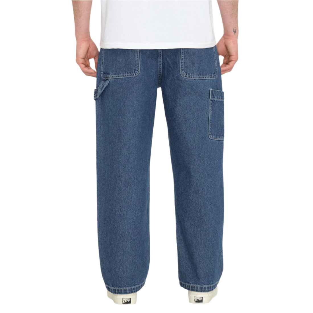 Volcom Kraftsman II Denim Jeans in Bold Blue featuring a loose tapered fit, 17-inch leg opening and textured medium blue wash, available at Freeride Surf & Skate NZ.