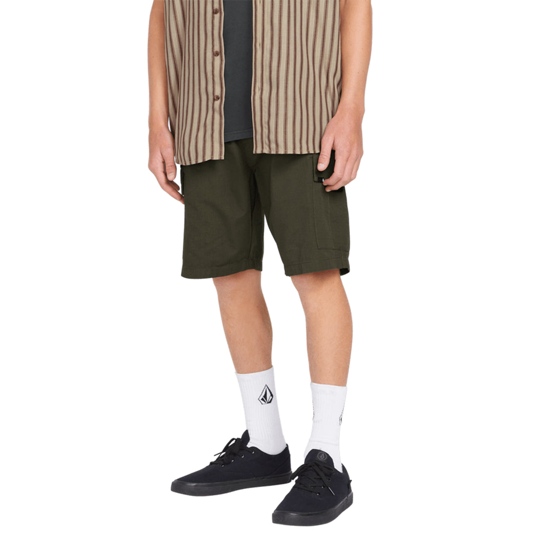 Volcom March Men's Cargo Short in Wren with relaxed fit, elastic waist and large side cargo pockets.
