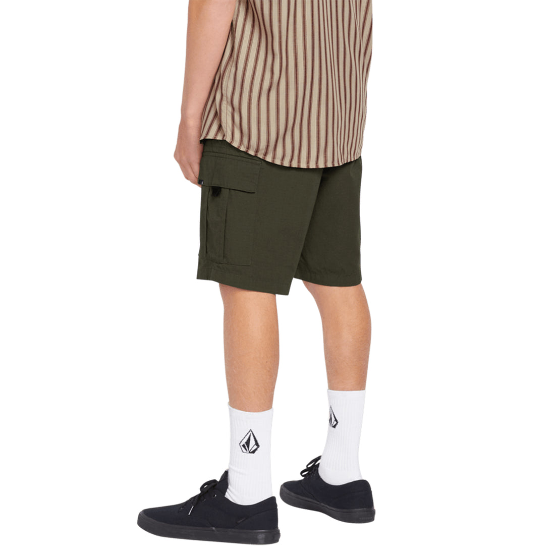 Volcom March Men's Cargo Short in Wren with relaxed fit, elastic waist and large side cargo pockets.