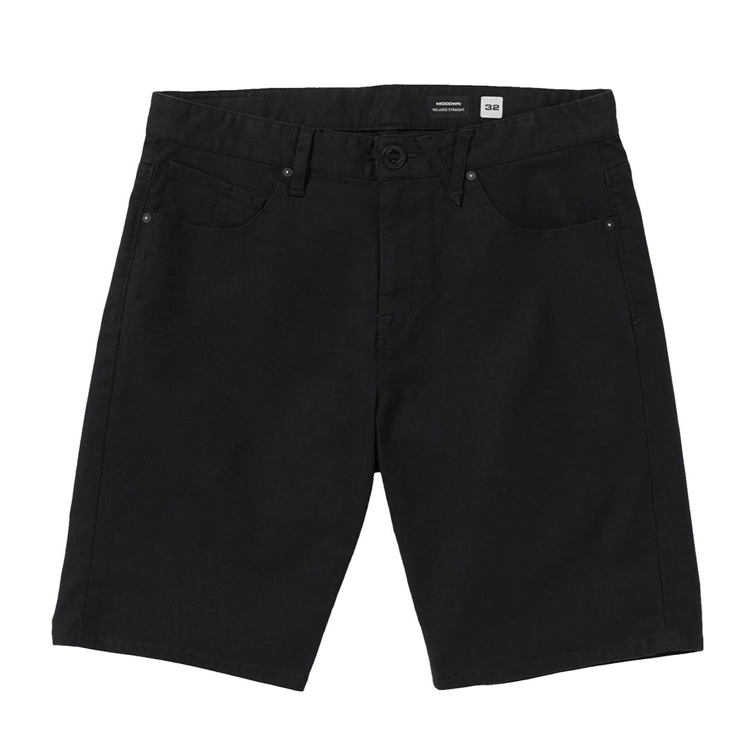 Volcom Modown Canvas 5 Pocket Short in Black with relaxed fit, durable canvas construction and classic five-pocket styling.