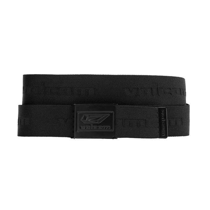 Volcom Modstone Web Belt — black webbed belt with metal Volcom buckle, available at Freeride Surf & Skate NZ.
