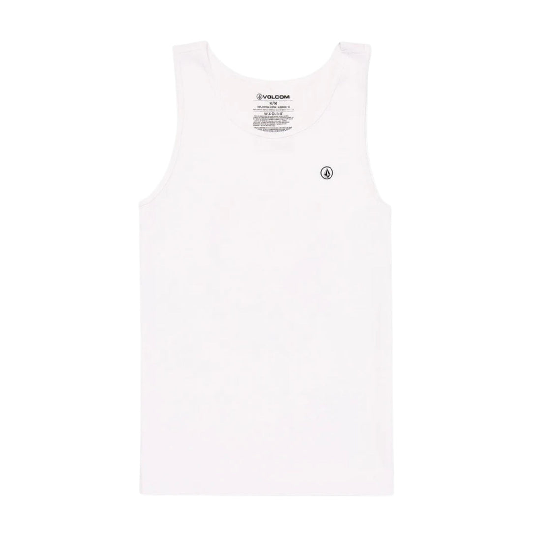 Volcom Solid Out Tank White — men's sleeveless top with Volcom Stone chest print, available at Freeride Surf & Skate NZ.