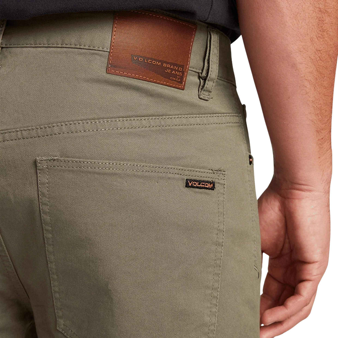 Volcom Solver Lite 5 Pocket Pant in Army Green available at Freeride Surf & Skate NZ.