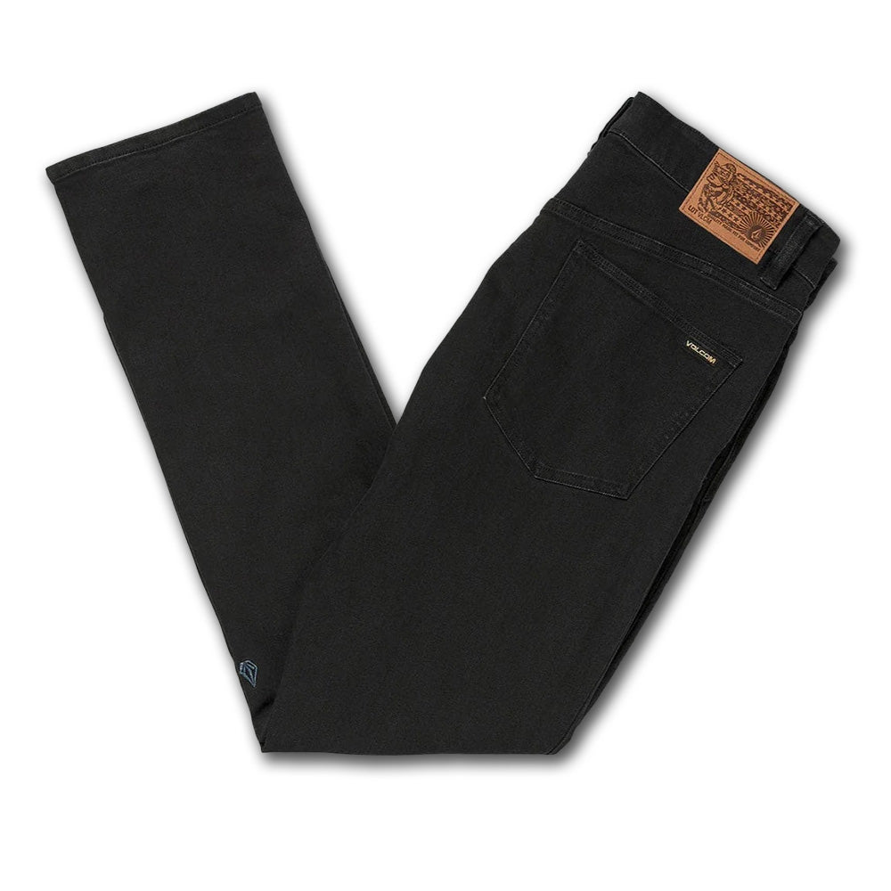 Volcom stretch jeans are built for comfort and movement, and are extra durable because they must live up demands of skateboarding , this also makes them the perfect jeans for everyday life. Volcom jeans are the result of over 25 years of innovation, including unique features like our military-inspired buckle button, stash pocket, double belt loops, as well as premium construction with flat felled seems and asymmetrical yoke.