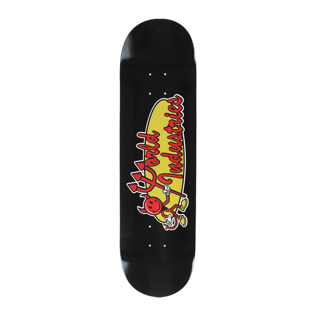 World Industries Devilman 8.25 Skate Deck — classic Devilman red and yellow graphic skateboard with 7-ply maple construction, available at Freeride Surf & Skate NZ