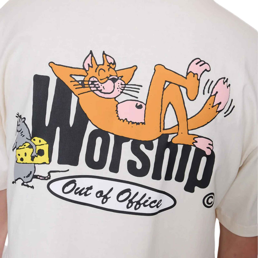 Worship On Leave tee zine mens t shirt organic cotton puff print front and back surf shop Auckland NZ