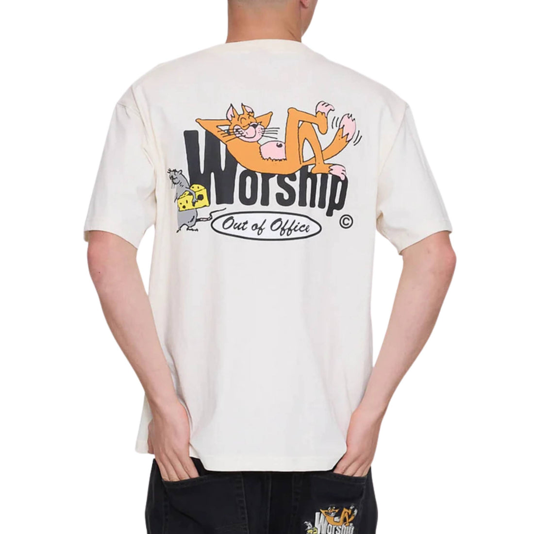 Worship On Leave tee zine mens t shirt organic cotton puff print front and back surf shop Auckland NZ
