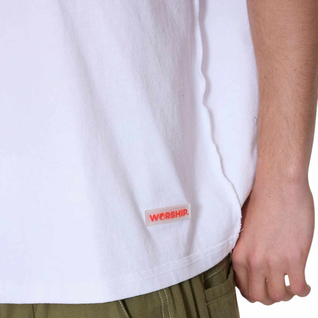 Worship reverse box fit cropped tee white oversized heavyweight cotton t shirt surf shop Auckland NZ