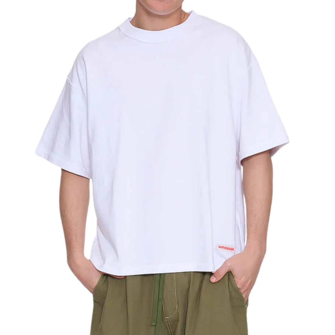 Worship reverse box fit cropped tee white oversized heavyweight cotton t shirt surf shop Auckland NZ