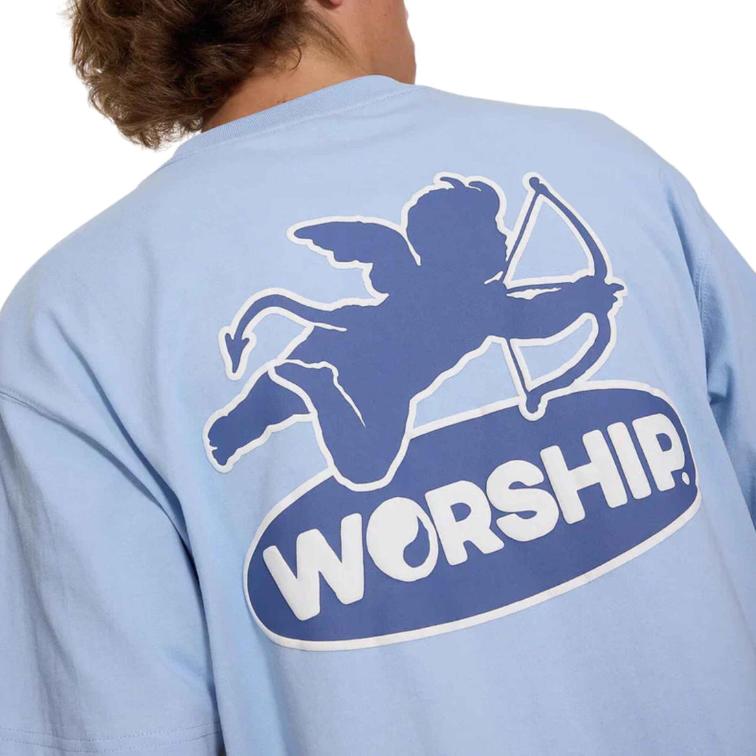 Worship Shadow Cherub Tee Dream Blue men's organic cotton t-shirt at Freeride Surf & Skate Auckland NZ