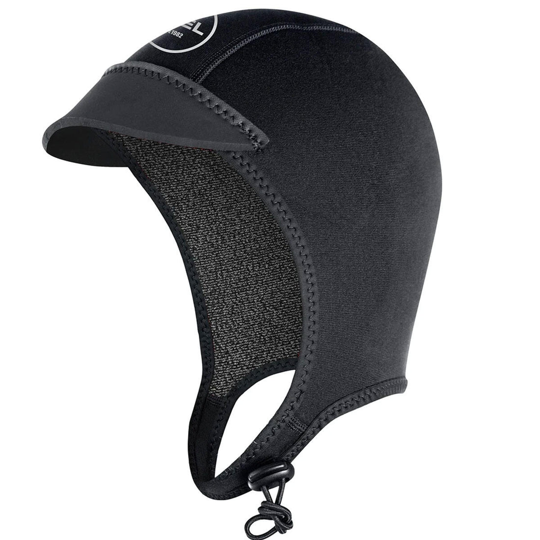 XCEL Axis 2mm neoprene surf cap with bill black quick dry thermal lining surf shop Auckland NZ