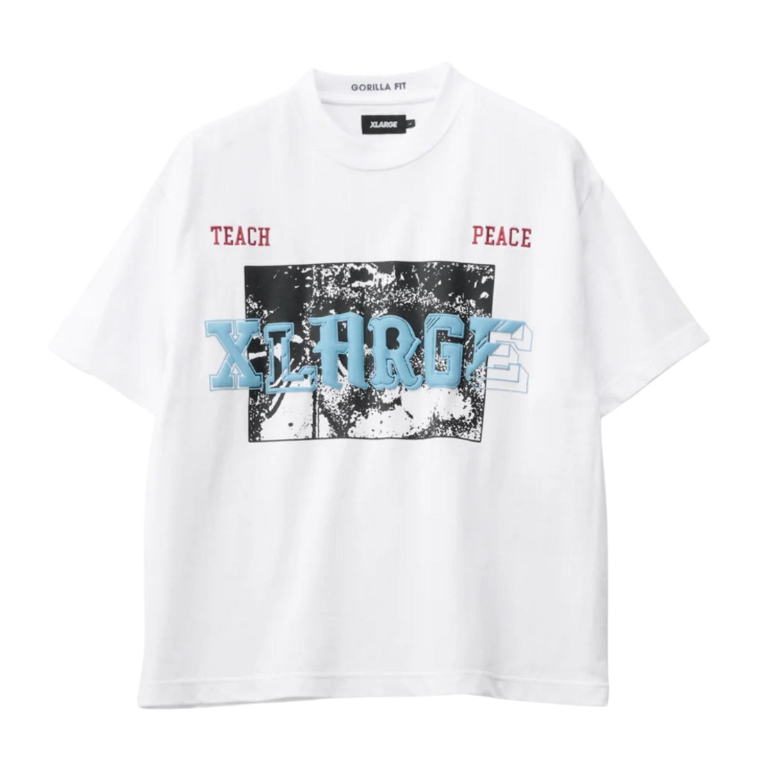 XLARGE Teach Peach Gorilla Fit Tee in White — relaxed fit streetwear tee with gorilla print, available at Freeride Surf & Skate NZ.